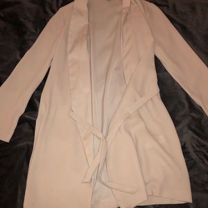 Mid Thigh Length Overcoat with waist tie